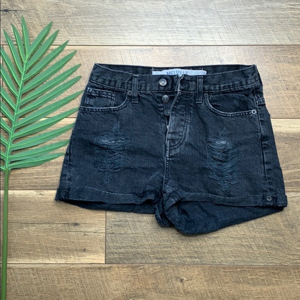 Brandy Melville High Waisted Destroyed Button Fly Jean Shorts